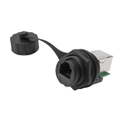 Vodotesný priemyselný adaptér série D 180 stupňov RJ11 6P6C IP67 konektora