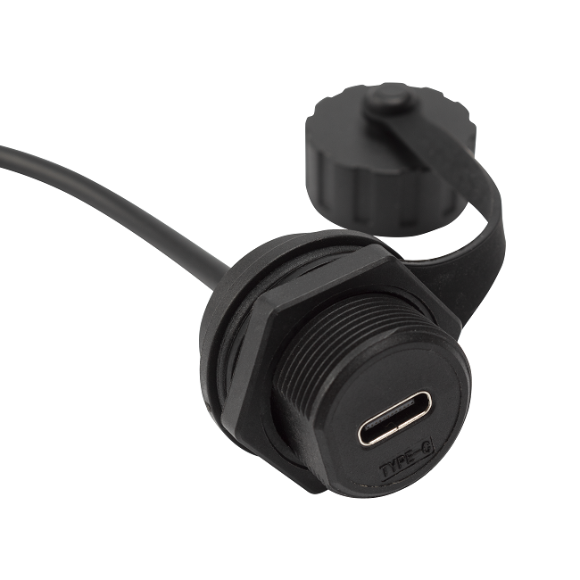 USB C Male To Female Flush Mount Cable Waterproof Kit Accessories Car Dash Panel Mount Adapter Converter Extension Extender For Car Boat Motorcycle Motorbike